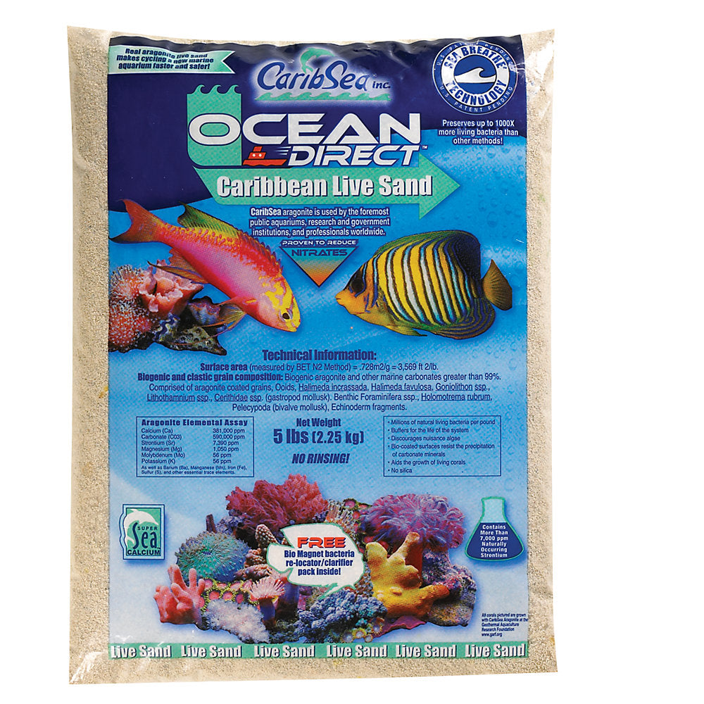 "CaribSea Ocean Direct Caribbean Live Sand (5 lbs) - Natural Substrate for Healthy Aquariums"